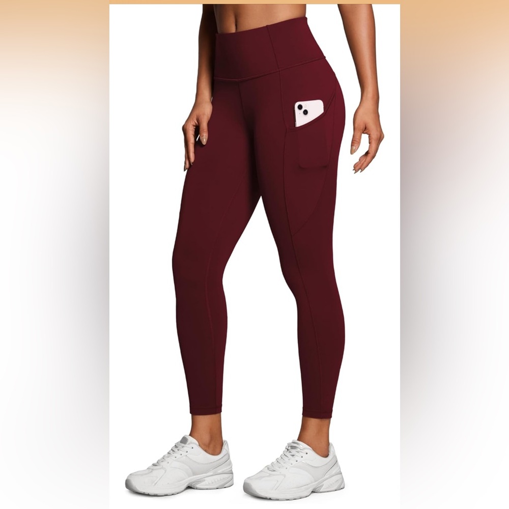 Women's Burgundy Leggings with Pocket